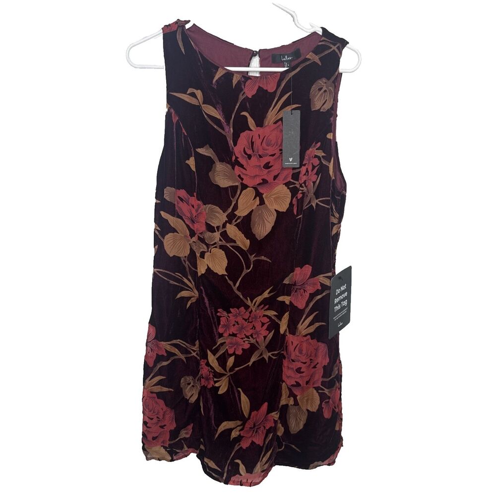 Lulus Velvet Dress Womens Size Large Whimsygoth Floral New With Tags NWT
